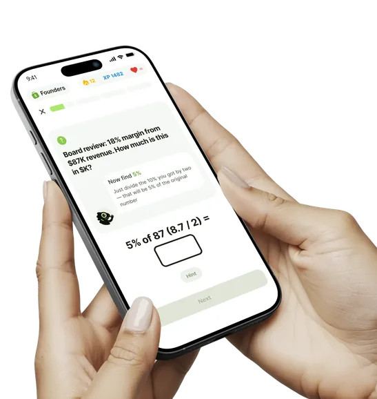 Hands holding a phone with a percentage rep