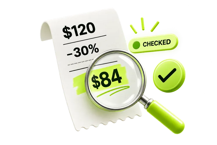 Checking a discount on an invoice