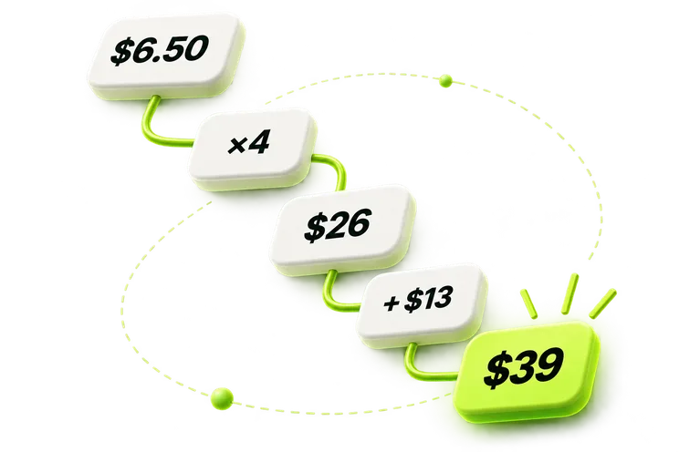 A chain of calculation steps kept in attention